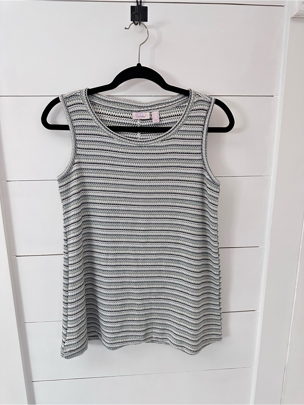 logo Layers XS softcore stretch knit stripe coastal grandma casual tank top
